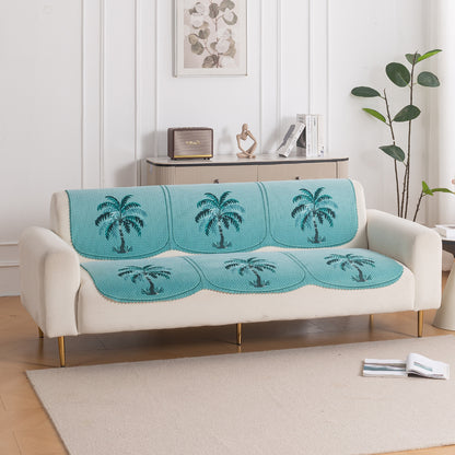 HeavenHue Fleece Soft Touch Quilted Sofa Cover Set Washable Sofa Panel for Seat & Back - Island Breeze