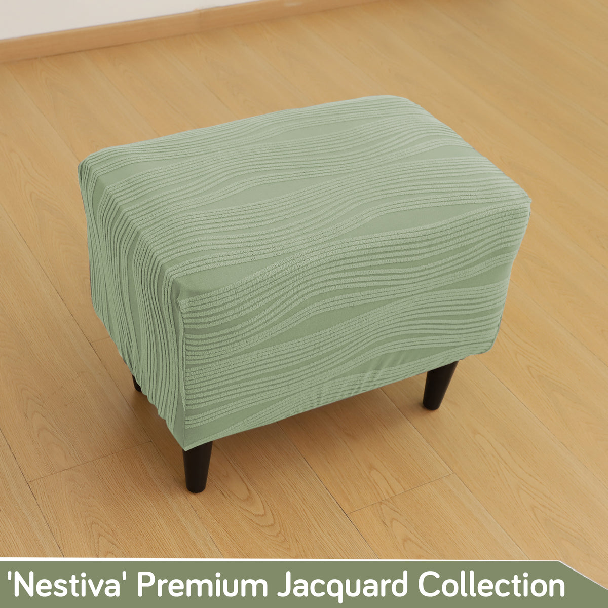 Nestiva Series Knitting Jacquard Stretchable Footstool Cover - Pastel Green