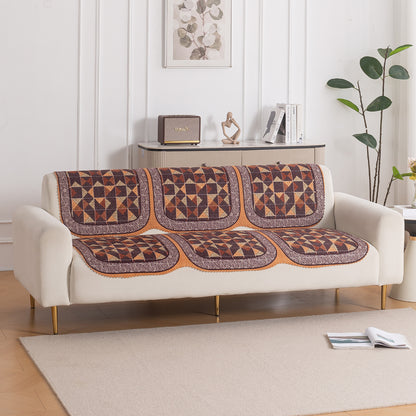 HeavenHue Fleece Soft Touch Quilted Sofa Cover Set Washable Sofa Panel for Seat & Back - Rustic Mosaic