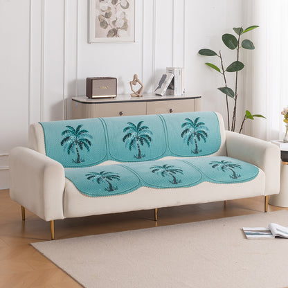 HeavenHue Fleece Soft Touch Quilted Sofa Cover Set Washable Sofa Panel for Seat & Back - Island Breeze