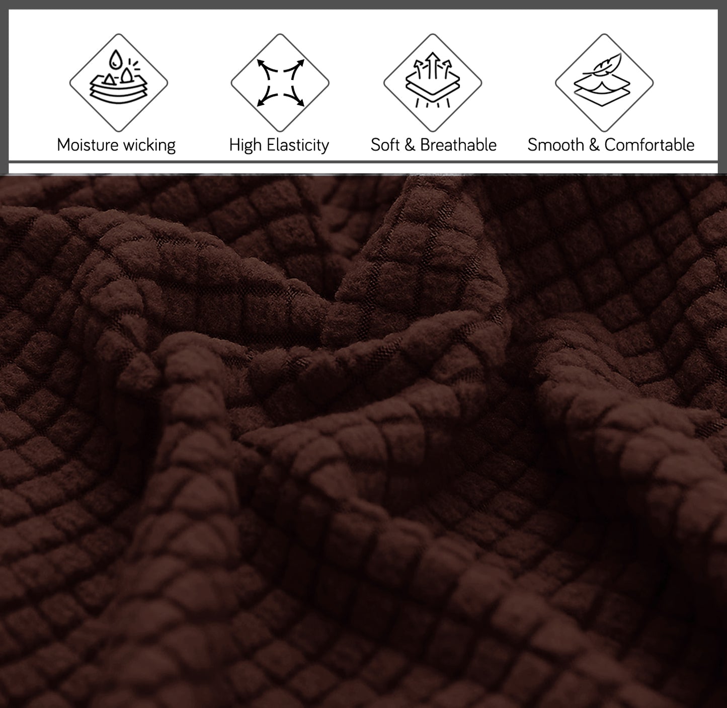 HOKIPO Jacquard Stretchable Bed Headboard Cover, Dark Brown