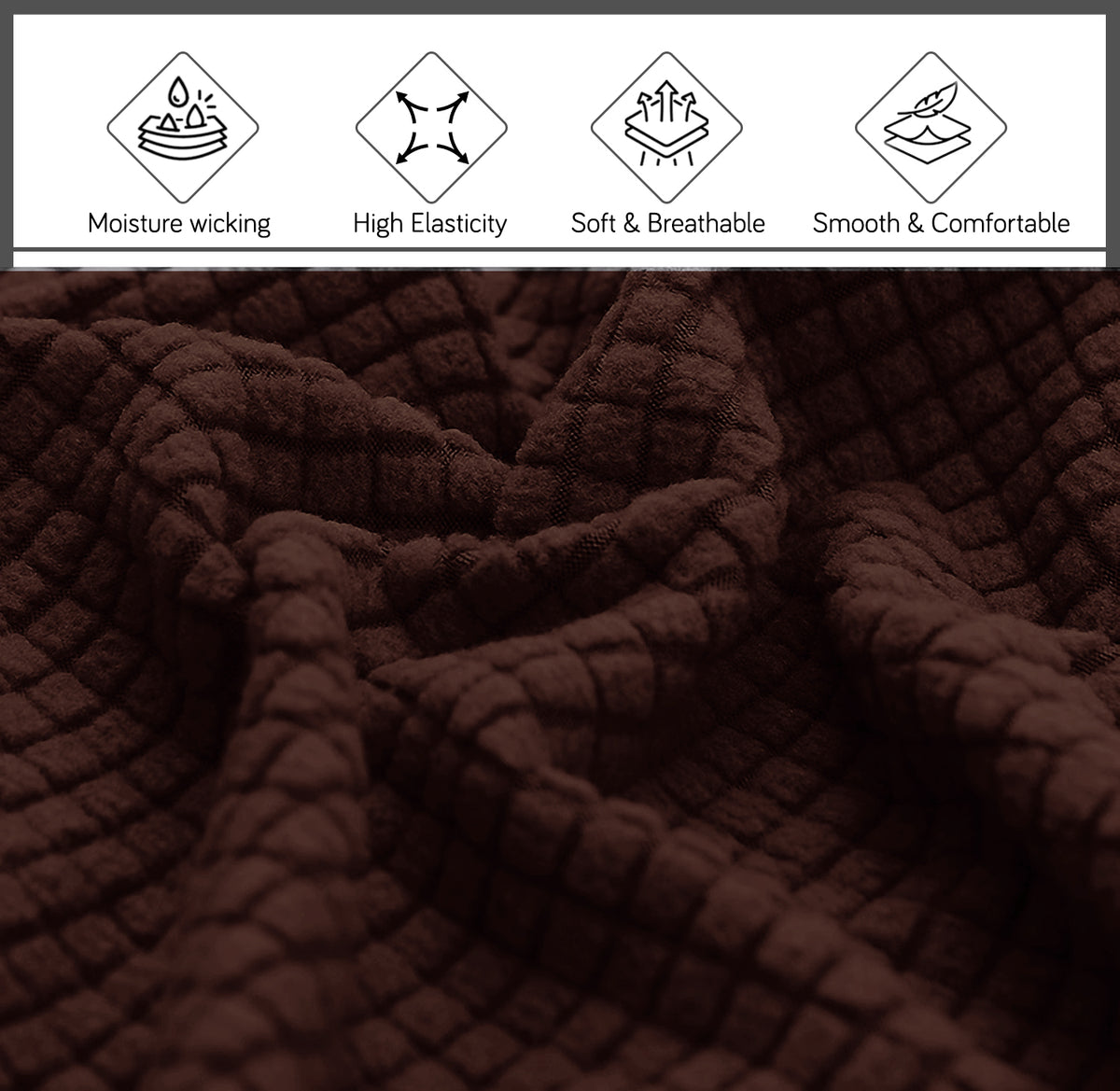 Buy Dark Brown Colour jacquard bed headboard cover fabric with high elasticity, soft breathable material and smooth comfortable | HOKIPO