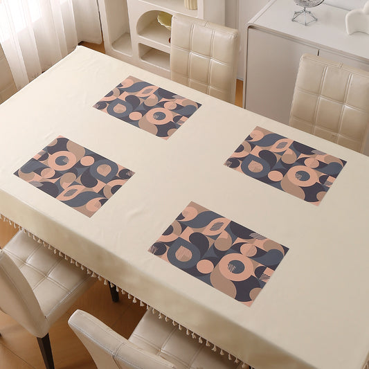 Color Splash PVC Mats for Dining Table, Retro Circles - Tan Brown
