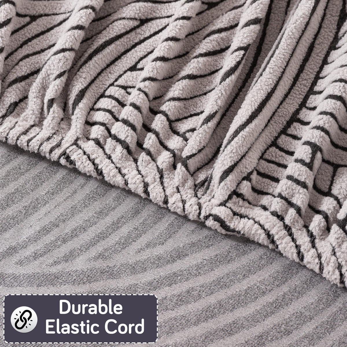 Buy Stylish classic white colour elastic waveline series jacquard sofa cover​ | HOKIPO