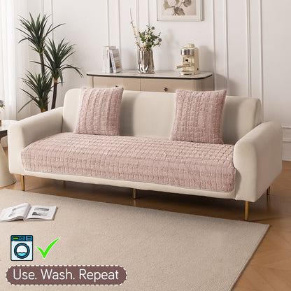 Premium Plush Anti Slip Sofa Mat for 1/2/3 Seater, Beige