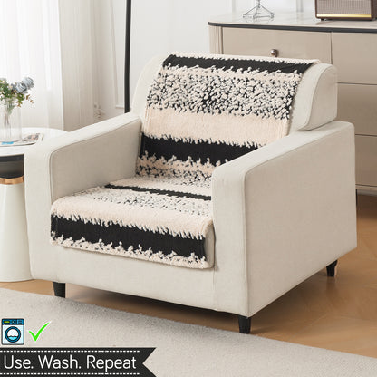 'Noirea Series' Plush Sofa Cover for Seat & Back, Textured Stripe