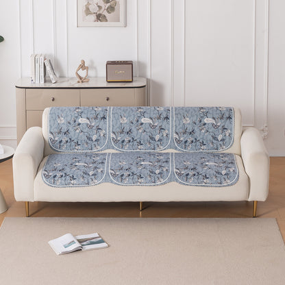 HeavenHue Fleece Soft Touch Quilted Sofa Cover Set Washable Sofa Panel for Seat & Back - Frosted Petals