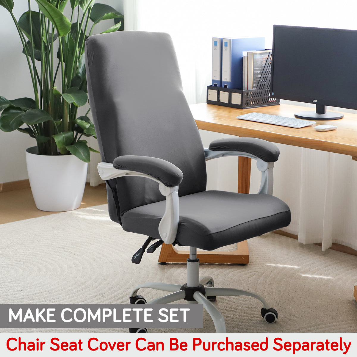 140gsm Armrest Covers for Office Chair (Elastic Style), 1 Pair, Grey