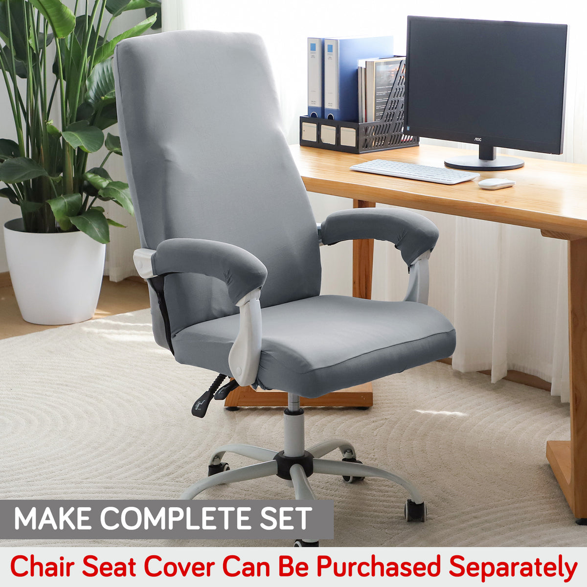 140gsm Armrest Covers for Office Chair (Zipper Style), 1 Pair, Smoke Grey