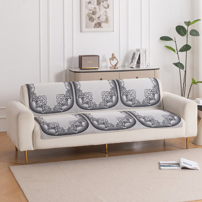 HeavenHue Fleece Soft Touch Quilted Sofa Cover Set Washable Sofa Panel for Seat & Back - Twilight Lace