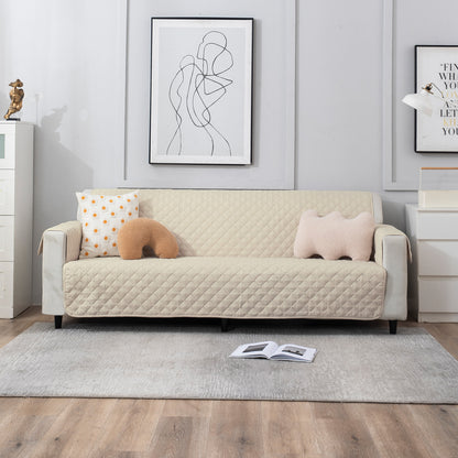 Quilted Polyester Sofa Cover Mat Pet Friendly, Cream