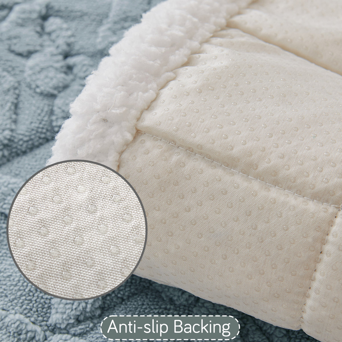 'Italian Caelora' Luxury Jacquard Plush Anti-Slip Sofa Cover Mat - Powder Blue