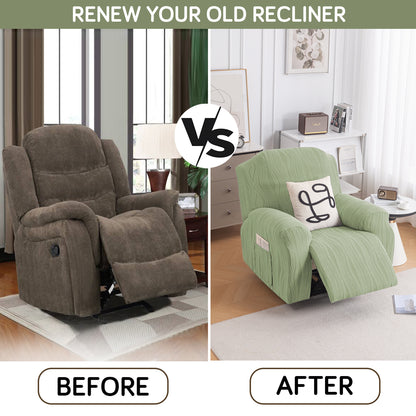 Renew Your Old Recliner For HOKIPO Knitting Jacquard Recliner Cover