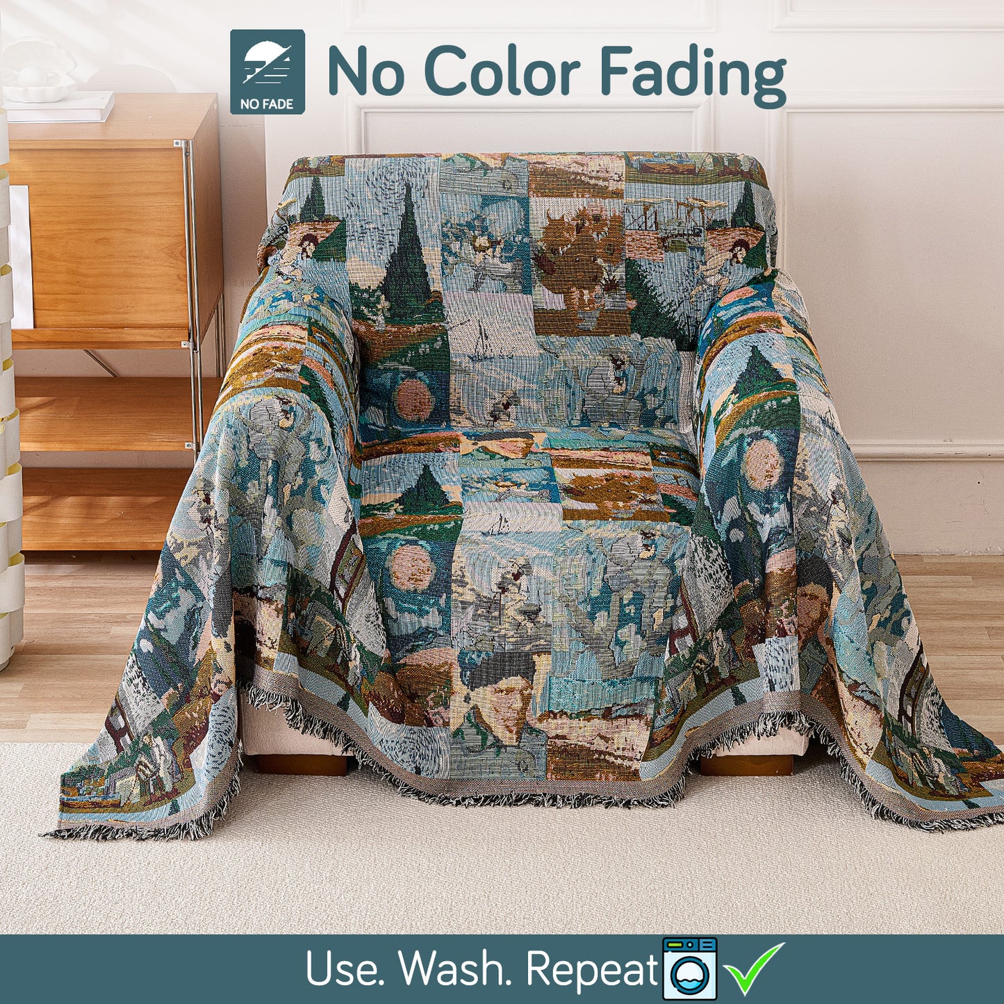 All-Season Chenille Sofa Throw, Canvas of Nature Series