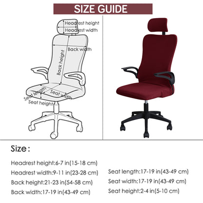 Water Repellent Office Chair Cover with Headrest (High-Back) – 210 GSM Stretch Jacquard – Washable, Anti-Slip Fit for Ergonomic Mesh Office Chairs, Burgundy