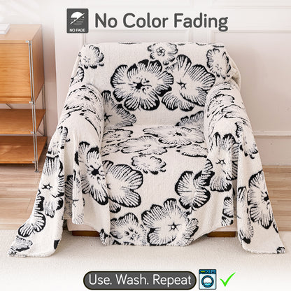 Buy Ivory Blossom Colour Camellia Blossom Luxury Plush Sofa Cover – Single Seater Sofa | HOKIPO