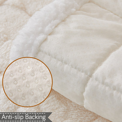 'Italian Caelora' Luxury Jacquard Plush Sofa Cover Mat and Anti-Slip Armrest Covers - Pearl Whit