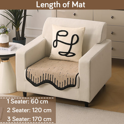 Premium Supple Soft Wavy with Curve Sofa Cover Mat, Brown