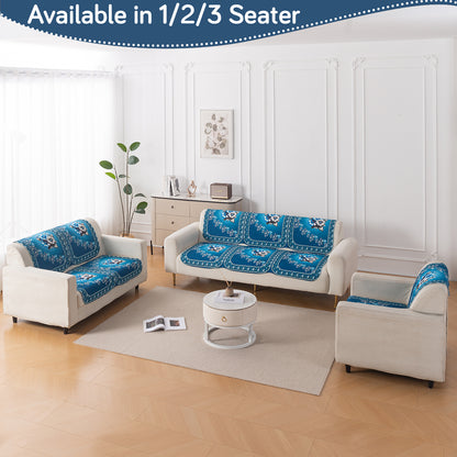 LoomVerse Quilted Sofa Cover Set Washable Sofa Panel for Seat & Back - Royal Meadow