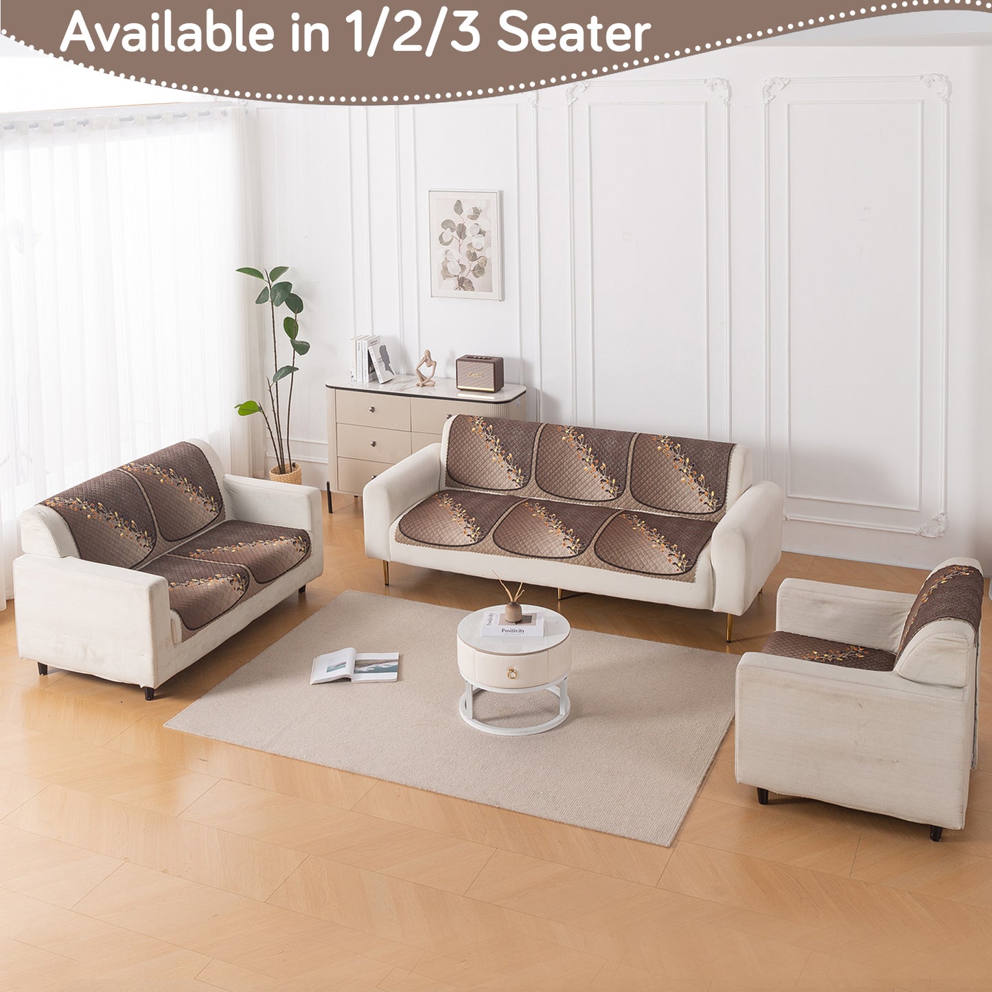 LoomVerse Quilted Sofa Cover Set Washable Sofa Panel for Seat & Back - Autumn Drape