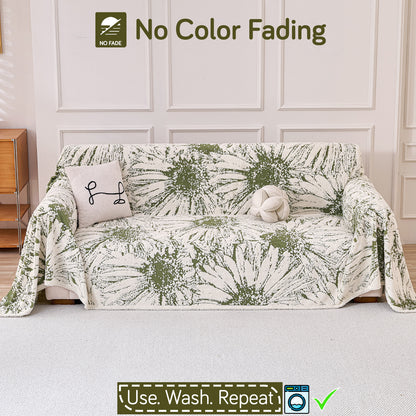 Buy Moss Green Colour DaisyBloom Series Luxury Plush Sofa Throw – 3 Seater Sofas | HOKIPO