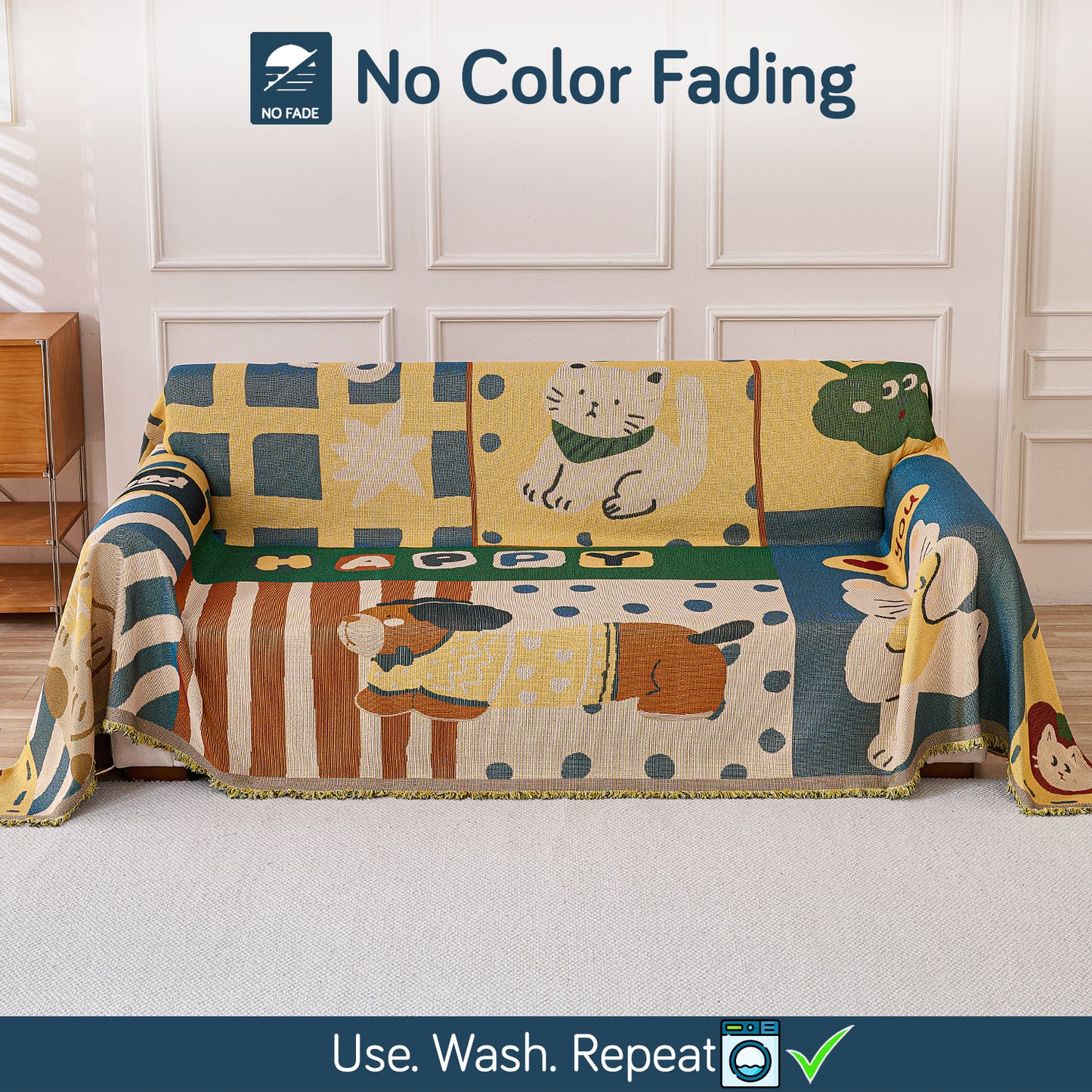 All-Season Chenille Sofa Throw, Cuddle Friends Series