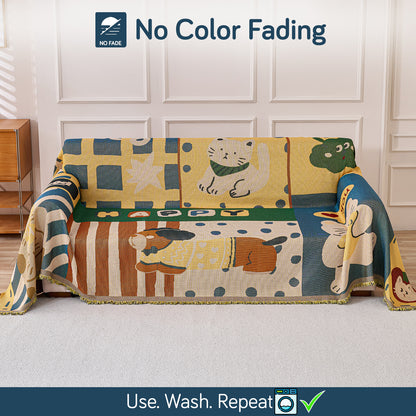 All-Season Chenille Sofa Throw, Cuddle Friends Series