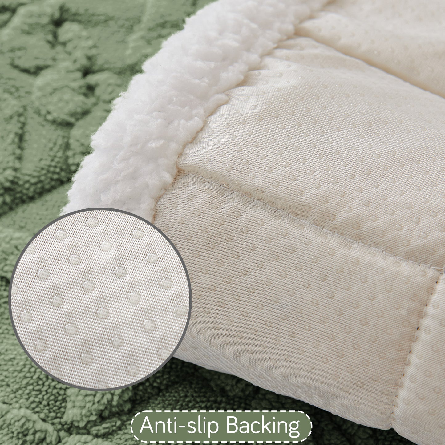 'Italian Caelora' Luxury Jacquard Plush Anti-Slip Sofa Cover Mat - Sage Green