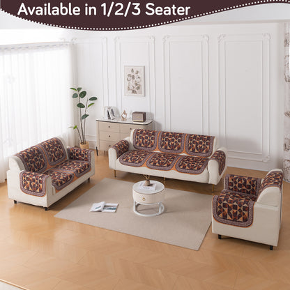 HeavenHue Fleece Soft Touch Quilted Sofa Cover Set Washable Sofa Panel for Seat & Back - Rustic Mosaic