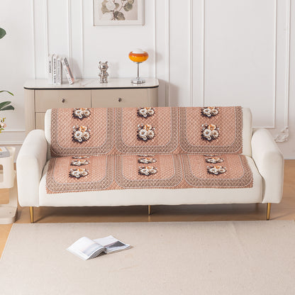 LoomVerse Quilted Sofa Cover Set Washable Sofa Panel for Seat & Back - Vintage Rosette