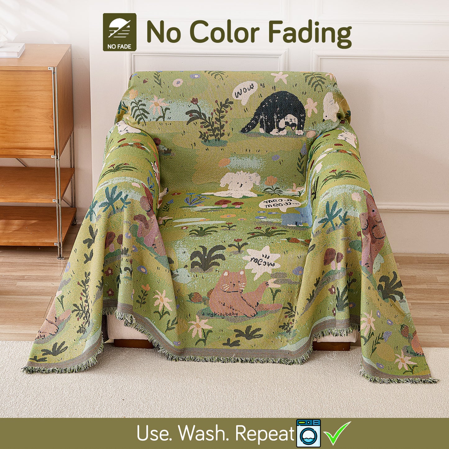 All-Season Chenille Sofa Throw, Forest Story Series