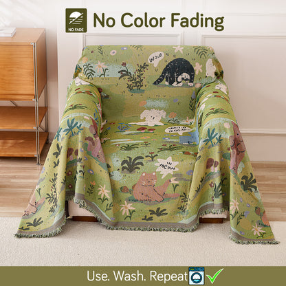 All-Season Chenille Sofa Throw, Forest Story Series