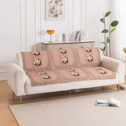 LoomVerse Quilted Sofa Cover Set Washable Sofa Panel for Seat & Back - Vintage Rosette