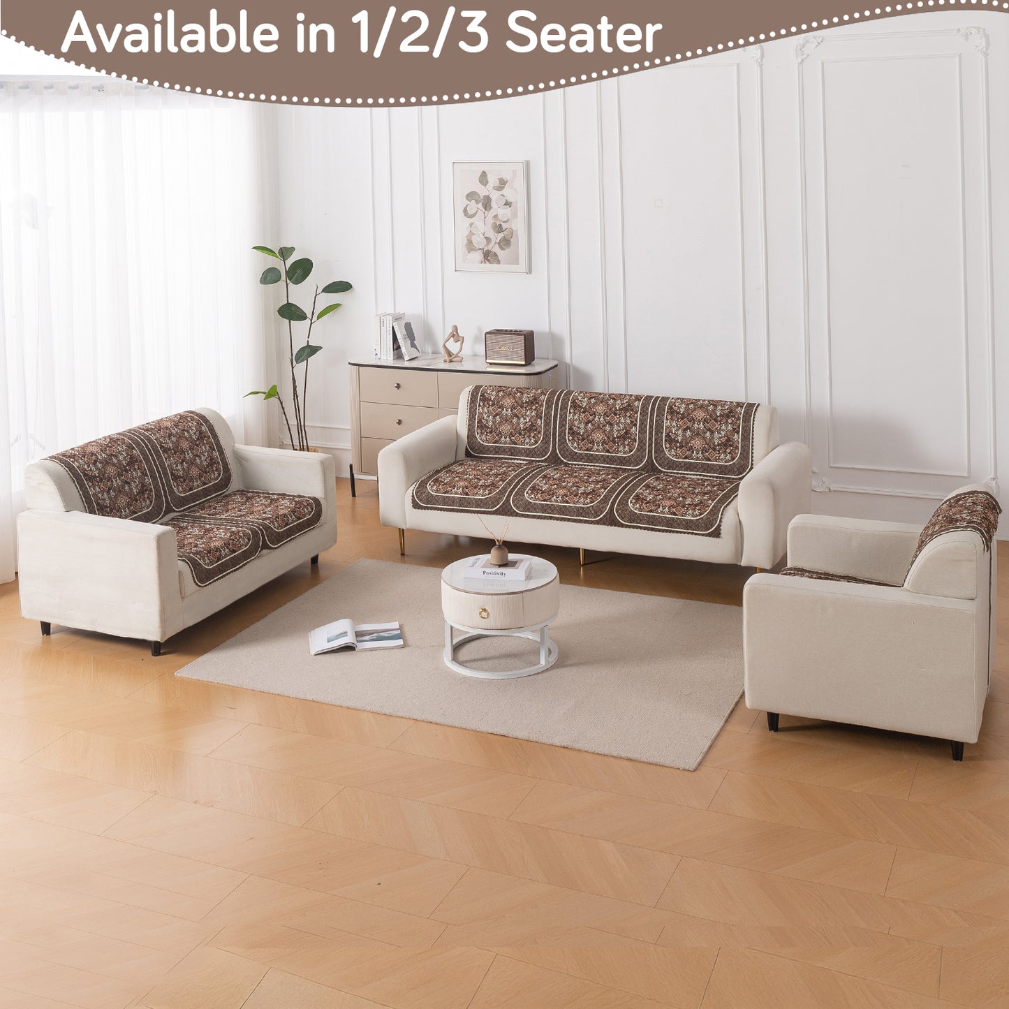 LoomVerse Quilted Sofa Cover Set Washable Sofa Panel for Seat & Back - Rustic Lattice