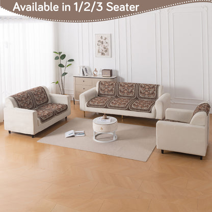 LoomVerse Quilted Sofa Cover Set Washable Sofa Panel for Seat & Back - Rustic Lattice