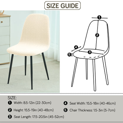 HOKIPO Premium Jacquard Fully Covered Cover for Mid Century Modern Dining Chair, Beige