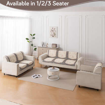 LoomVerse Quilted Sofa Cover Set Washable Sofa Panel for Seat & Back - Petal Harmony