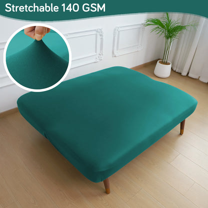 SereneSolids Stretchable Elastic Armless Sofa Cover – 140 GSM, Futon Slipcover, Easy Fit, Teal
