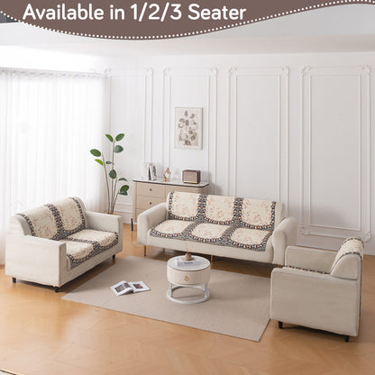 LoomVerse Quilted Sofa Cover Set Washable Sofa Panel for Seat & Back - Petal Harmony