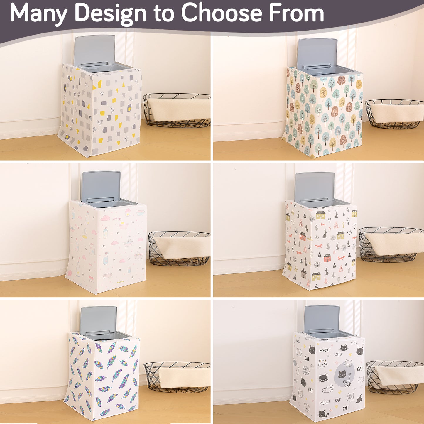 Waterproof Front Load / Top Load Washing Machine Cover | PEVA Dustproof Protective Cover for 6kg, 6.5kg, 7kg & 7.5kg Fully Automatic Machines, Geometric Abstract