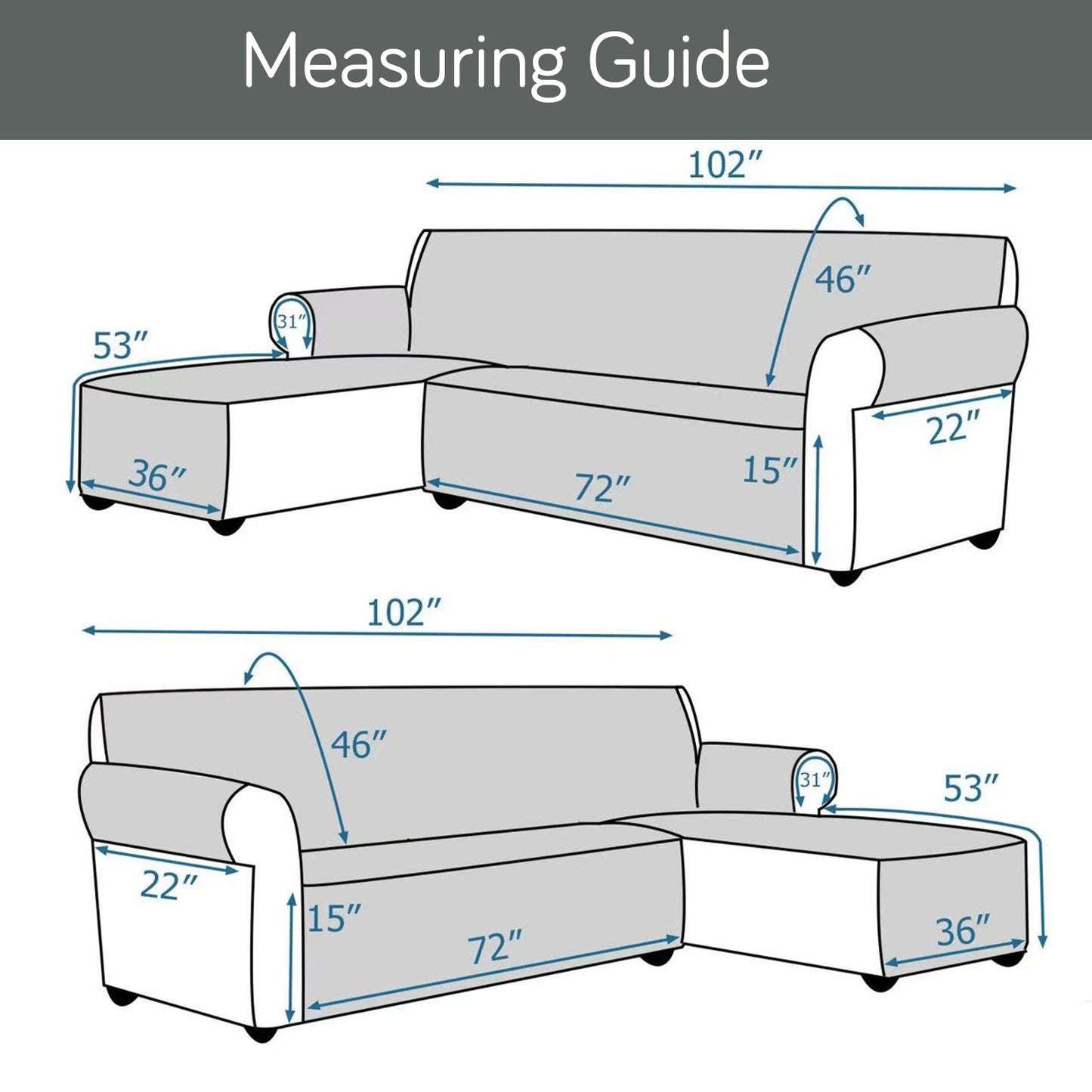 HomeHues Series Quilted Sofa Cover with Secure Fit Belt for L Shape sofa, Celadon Blue Camellia