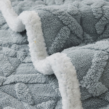 'Italian Caelora' Luxury Jacquard Plush Sofa Cover Mat and Anti-Slip Armrest Covers - Powder Blue