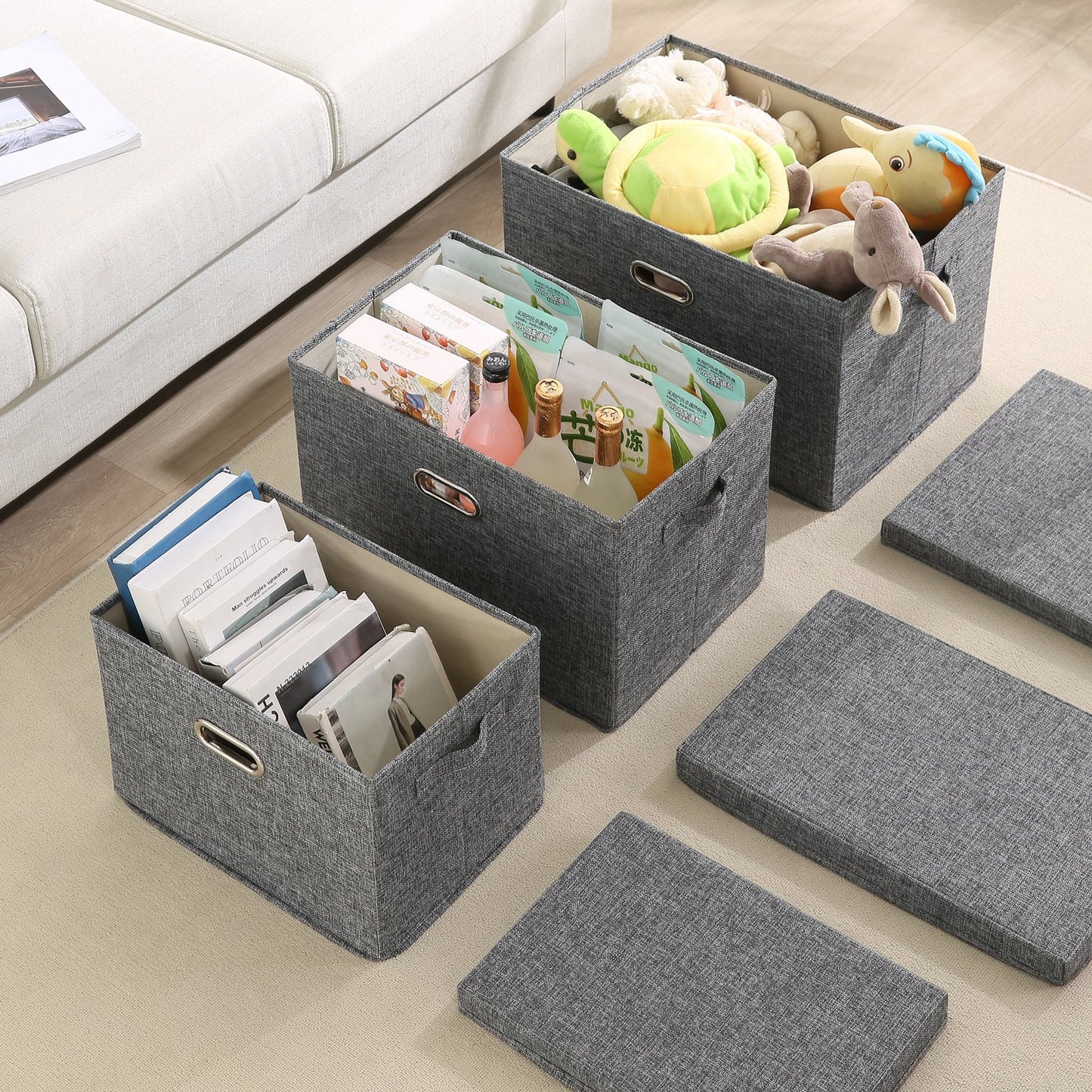 Multipurpose Foldable Storage Box with Lid, Medium / Large / Extra Large, Grey