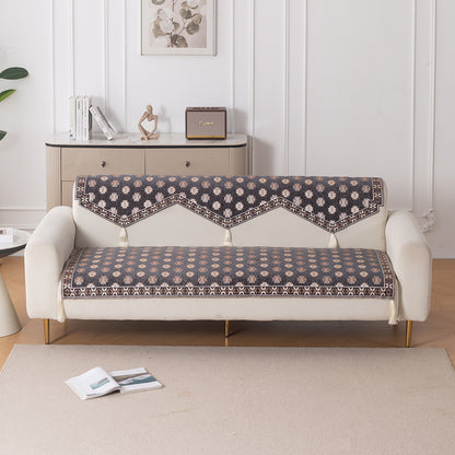 Heritage Weave Premium Jacquard Sofa Cover Set with Tassels - Graphite Grey