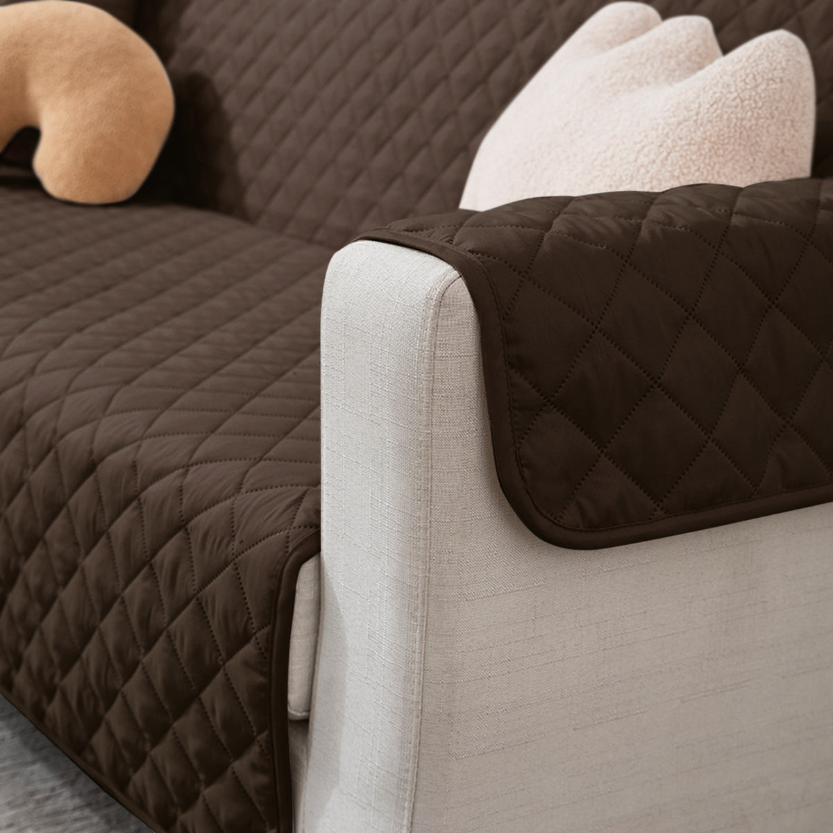 Chocolate Brown quilted non slip sofa cover