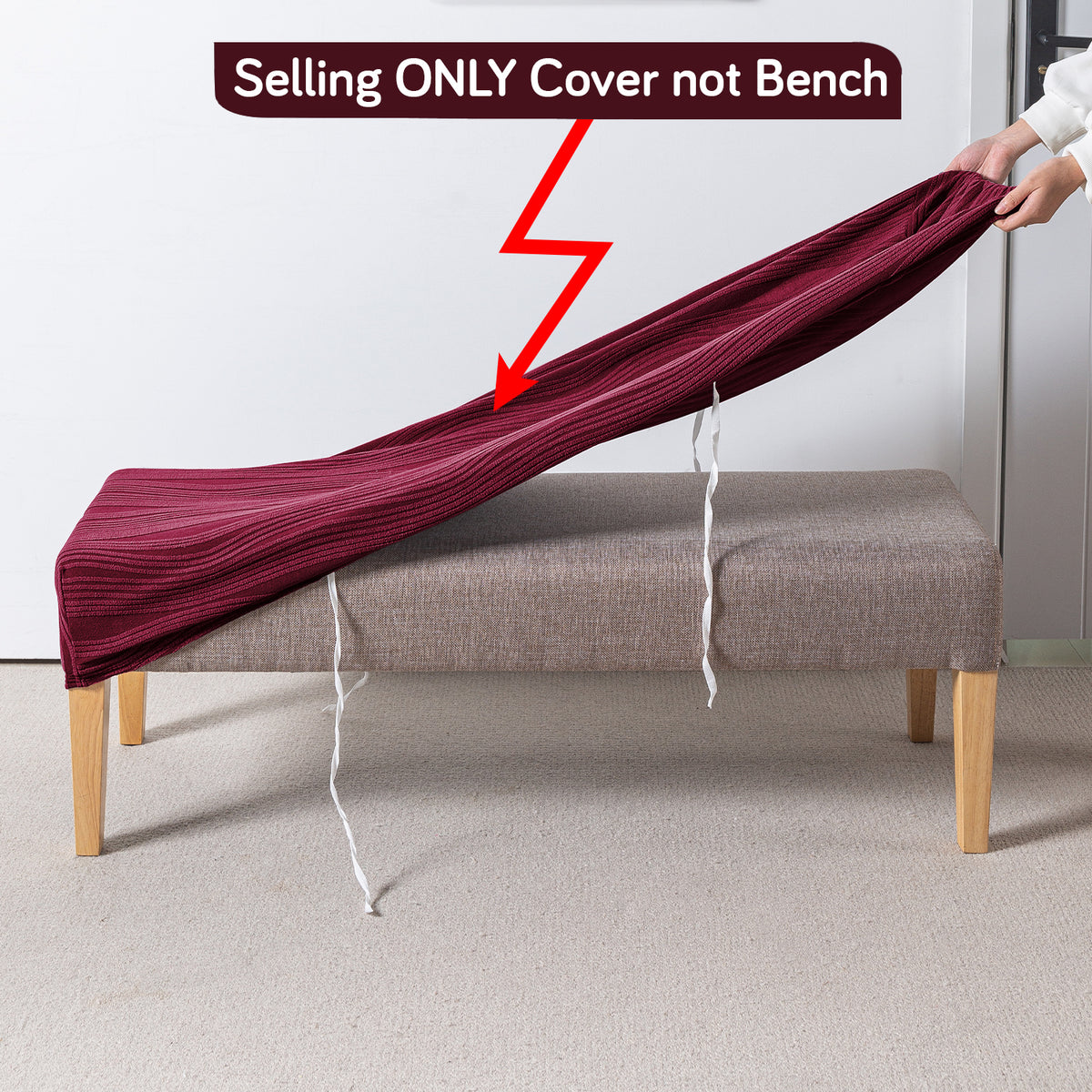 Nestiva Series 200gsm Knitting Jacquard Bench Cover - Burgundy