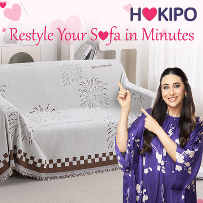 Premium 320 GSM Chenille Sofa Cover Throw All Season 'Serene Abode Series', Brown Dot Burst