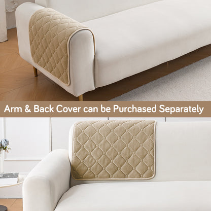 Diamond Tuft Plush Sofa Cover Mat, Sand Beige