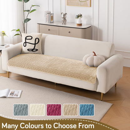 Diamond Plush Pebble Quilted Sofa Cover Mat, Beige