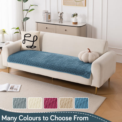 Diamond Plush Pebble Quilted Sofa Cover Mat, Blue